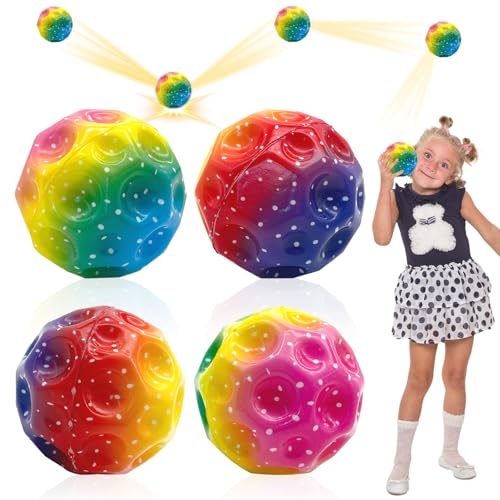 Lets Joy 4 Stück Moon Ball, Hohe Bounce-Loch-Ball, Space Ball Moonball, Bouncing Ball, Hüpfball, Bouncing Ball Toy, Party Geschenke für Kinder, Spielzeug Planeten Hüpfbälle für Kinder im Freien (C) von Lets Joy