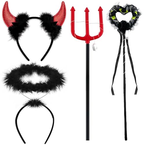 Lets Joy Halloween Teufel Kostüm Accessoires, LED Halloween Teufel Haarreif, Teufel Hörner Haarreif mit Teufelsdreizack, Leuchtend Halloween Karneval Cosplay Party Kostüm Lets Joy Halloween Teufel Kostüm Accessoires, LED Halloween Teufel Haarreif, Teufel Hörner Haarreif mit Teufelsdreizack, Leuchtend Halloween Karneval Cosplay Party Kostüm von Lets Joy