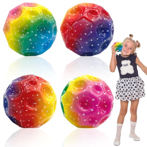 Lets Joy 4PCS Moon Ball, Astro Jump Balle, Hohe Bounce-Loch-Ball, Space Ball Moonball, Bouncing Ball, Hüpfball, Bouncing Ball Toy, Party Geschenke für Kinder, Spielzeug Ball für Kinder im Freien von Lets Joy