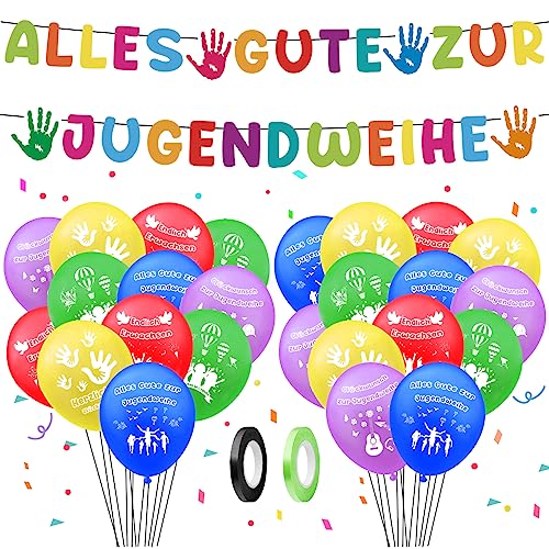 Lets Joy Alles Gute zur Jugendweihe Luftballons, 28PCS Jugendweihe Party Deko Set, Jugendweihe Deko Luftballons, Jugendweihe Deko Banner, Bunt Jugendweihe Luftballons, Jugendweihe Partyfeiern Deko Lets Joy Alles Gute zur Jugendweihe Luftballons, 28PCS Jugendweihe Party Deko Set, Jugendweihe Deko Luftballons, Jugendweihe Deko Banner, Bunt Jugendweihe Luftballons, Jugendweihe Partyfeiern Deko von Lets Joy