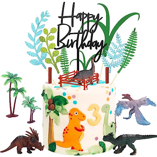 Lets Joy Dino Geburtstag Deko, 22 Stück Dinosaurier Kuchen Topper, Dino Tortendeko, Dinosaurier PartyKuchen, Tortendeko Geburtstag Junge, Dschungel Dinosaurier Geburtstag Deko, Party Cake Topper von Lets Joy