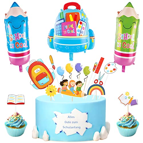 Lets Joy Einschulung Deko Set Jungen Mädchen, Schulanfang Deko 2023, Schulanfang Tortendeko, Cupcake Topper Luftballon,1 Schultüte Folienballon+ 2 Pencil Folienballons+15 Schulanfang Cupcake Topper Lets Joy Einschulung Deko Set Jungen Mädchen, Schulanfang Deko 2023, Schulanfang Tortendeko, Cupcake Topper Luftballon,1 Schultüte Folienballon+ 2 Pencil Folienballons+15 Schulanfang Cupcake Topper von Lets Joy