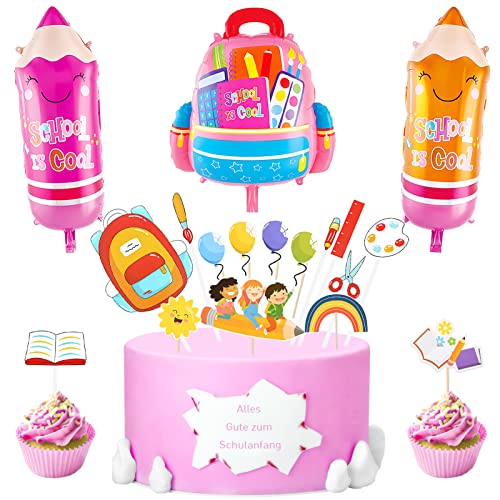 Lets Joy Einschulung Deko Set Jungen Mädchen, Schulanfang Deko 2023, Schulanfang Tortendeko, Cupcake Topper Luftballon,1 Schultüte Folienballon+ 2 Pencil Folienballons+15 Schulanfang Cupcake Topper Lets Joy Einschulung Deko Set Jungen Mädchen, Schulanfang Deko 2023, Schulanfang Tortendeko, Cupcake Topper Luftballon,1 Schultüte Folienballon+ 2 Pencil Folienballons+15 Schulanfang Cupcake Topper von Lets Joy