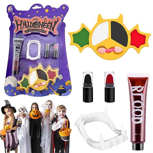 Lets Joy Halloween Kinderschminke Set, Schminke Make Up, Kunstblut, Vampirzähne, Waschbar Kinder Face Paint für Karneval von Lets Joy