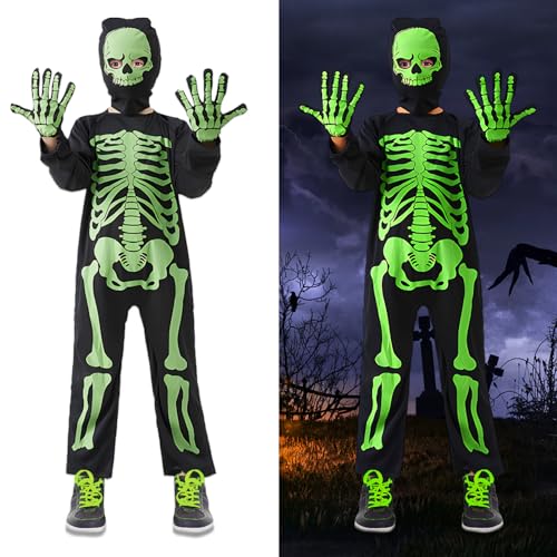 Lets Joy Halloween Kostüme für Kinder Skelett, Skelett Kostüm Kinder, Kinderkostüm Skelett, Halloween Kinderkostüm Glow in the Dark, Maske Kapuze und Handschuhe, Halloween Karneval Kinder Kostüm (L) Lets Joy Halloween Kostüme für Kinder Skelett, Skelett Kostüm Kinder, Kinderkostüm Skelett, Halloween Kinderkostüm Glow in the Dark, Maske Kapuze und Handschuhe, Halloween Karneval Kinder Kostüm (L) von Lets Joy