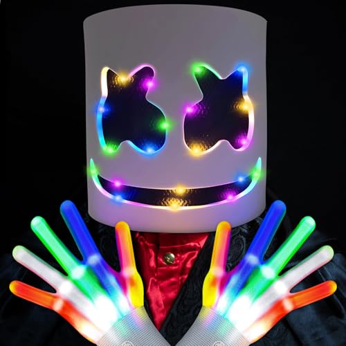 Lets Joy Halloween Maske, DJ Maske LED, Halloween Maske Totenkopf, Halloween Kostüm Zubehör, Halloween Maske und LED Handschuhe, Maske Glow in the Dark Halloween Karneval Musikfestival Cosplay Lets Joy Halloween Maske, DJ Maske LED, Halloween Maske Totenkopf, Halloween Kostüm Zubehör, Halloween Maske und LED Handschuhe, Maske Glow in the Dark Halloween Karneval Musikfestival Cosplay von Lets Joy