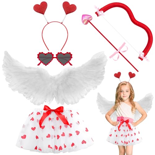 Lets Joy Amor Kostüm Mädchen, Engel Kostüm Kinder, Engelsflügel Amor Kostüm, Romantische Amor Kostüm, Herzchen Tutu Flügel Enge Herz Stirnband Brillen Pfeil Bogen, Engel Karneval Mottoparty 6PCS Lets Joy Amor Kostüm Mädchen, Engel Kostüm Kinder, Engelsflügel Amor Kostüm, Romantische Amor Kostüm, Herzchen Tutu Flügel Enge Herz Stirnband Brillen Pfeil Bogen, Engel Karneval Mottoparty 6PCS von Lets Joy