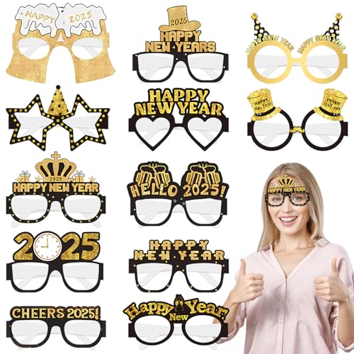 Lets Joy Silvester Brille 2025, 12 Stück Happy New Year Brillen, Frohes Neues Jahr Brillen, Neujahr Accessoires, Neujahrsdeko Brille, Party Photo Booth Requisiten, Silvester Party Mitgebsel Lets Joy Silvester Brille 2025, 12 Stück Happy New Year Brillen, Frohes Neues Jahr Brillen, Neujahr Accessoires, Neujahrsdeko Brille, Party Photo Booth Requisiten, Silvester Party Mitgebsel von Lets Joy