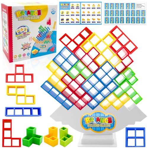 Lets Joy Tetra Tower Spiel, 64 Blocks Tetris Balance Spielzeug, Balance Bausteine Kinder, Tetris Tower Balance Game, Tetris Balance Spielzeug, Kinder Stapelspiel Lernspielzeug Geschenke von Lets Joy