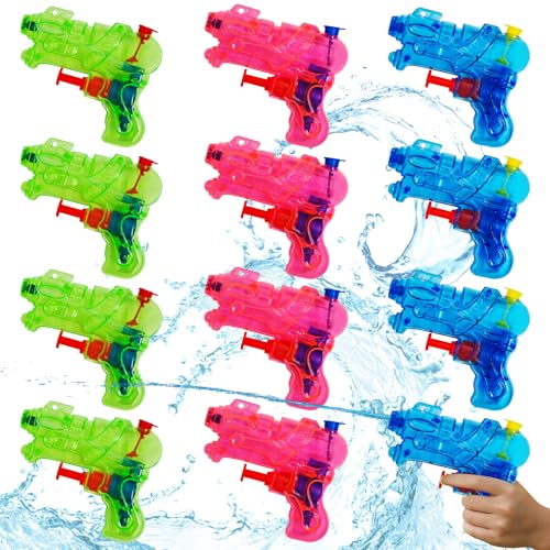 Lets Joy Wasserpistole Spielzeug für Kinder, 12 Stück Mini Kleine Wasserpistole Spritzpistole, Wasserspritzpistolen, Geschenk für Kinder Sommerpartys Garten Pool Spielzeug (D) von Lets Joy