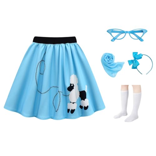 Sock Hop Kostüm für Mädchen der 50er Jahre, Pudelkostüm 4t 5T, Pudelrock für Mädchen der 50er Jahre, Accessoires Set für Mädchen von 4-6 und 50 Jahren, 100 Tage Kostüm von Letushy