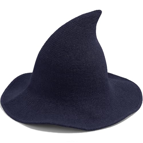 Leuceiy Frauen-Hexenhut für Halloween Wollhüte Party und Alltag, navy, Einheitsgröße von Leuceiy