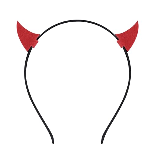 Leuceiy Teufelshörner Stirnband, Little Bull Horn Teufel Stirnband Halloween Erwachsene Verkleiden Überraschung Mottoparty, Rot/Ausflug, einfarbig (Getaway Solids), Einheitsgröße von Leuceiy