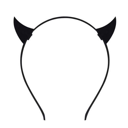 Leuceiy Teufelshörner Stirnband, Little Bull Horn Teufel Stirnband Halloween Erwachsene Verkleiden Überraschung Mottoparty, Schwarz, Einheitsgröße von Leuceiy