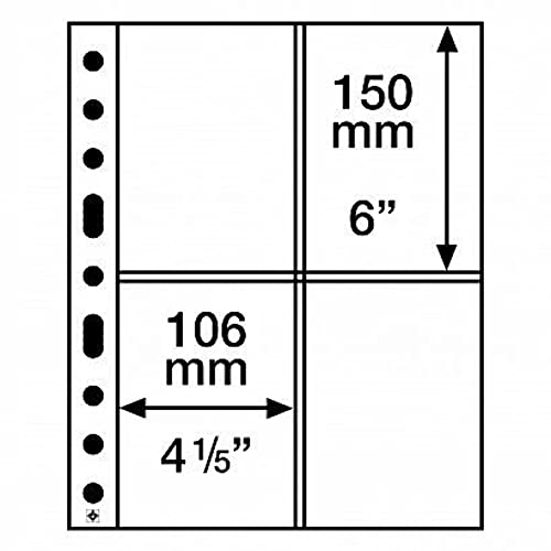 Leuchtturm 358076 klare Kunststoffhüllen SH 312, 4 Taschen für Postkarten und Briefe im A6-Format - 50er Pack aus PP von Leuchtturm