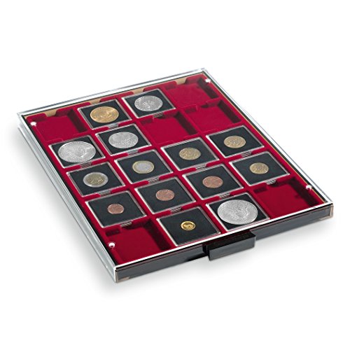 Leuchtturm 310511 MB Münzbox 50 x 50 mm - Eckige Fächer f. Münzrähmchen US 2x2 Holder, Quadrum-Münzkapsel - Rauchfarben von Leuchtturm