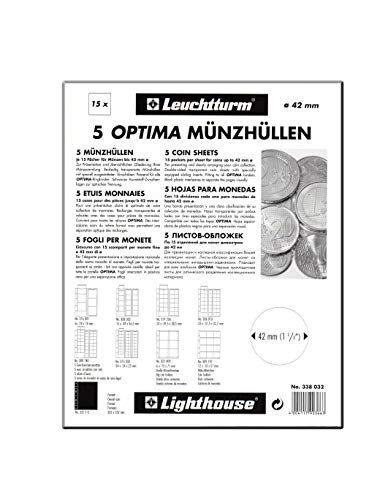 Leuchtturm 319236 Münzhüllen Optima 34-24 glasklare Fächer für Münzen bis 34 mm Durchmesser - 5er Pack Leuchtturm 319236 Münzhüllen Optima 34-24 glasklare Fächer für Münzen bis 34 mm Durchmesser - 5er Pack von Leuchtturm