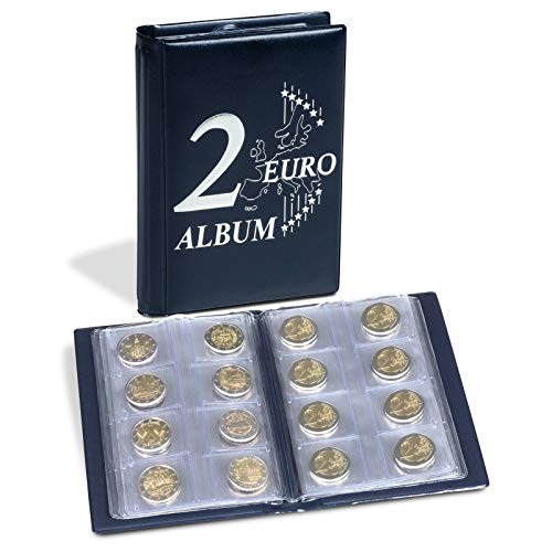 Leuchtturm 350454 Münzalbum Route 2-Euro - Taschenalbum für 48 2€-Münzen - 2 Euro Deckelprägung - blau von Leuchtturm