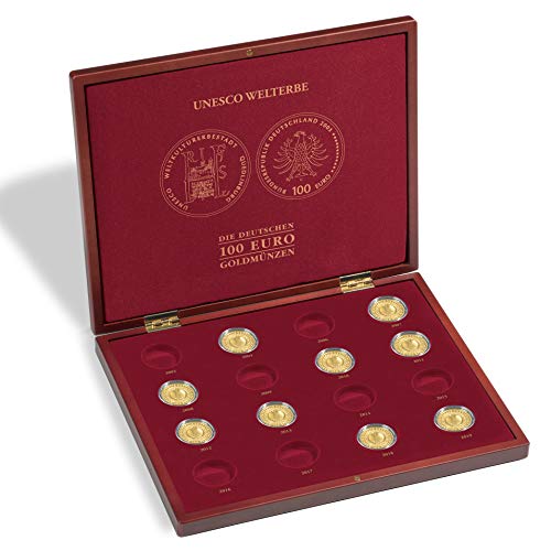 Leuchtturm 357089 VOLTERRA DE Luxe Münzkassette für 16 deutsche 100-Euro-Goldmünzen UNESCO Welterbe in Original Kapseln (Kapseln Nicht enthalten) von Leuchtturm