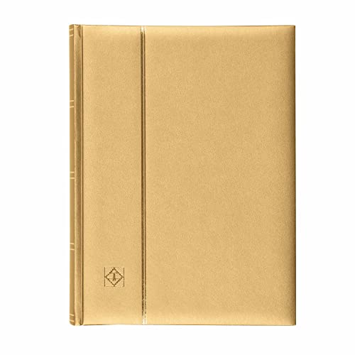 Leuchtturm 358058 Briefmarken-Sammelalbum Comfort - DIN A4, 64 Seiten, Pergaminstreifen, wattierter Einband - gold von Leuchtturm