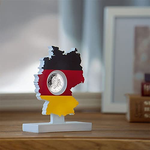 Leuchtturm 363479 Coin Presenter Deutschland - dekorativer 3D-Münzrahmen in Länder-Silhouette, für 2-, 5-, 10- und 20-Euro, dreifarbig von Leuchtturm
