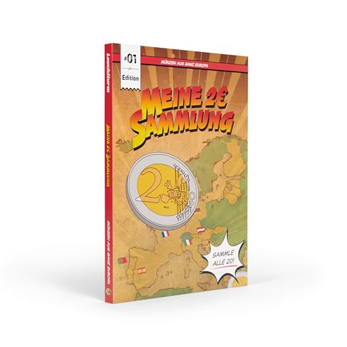 Leuchtturm 365501 Presso Münzalbum Kids für 24x 2 Euro Gedenkmünzen, 296 x 210 mm, mit Europa-Karte bunt illustriert von Leuchtturm