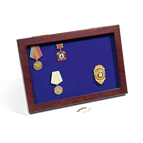Leuchtturm 367505 Vitrine Militaria - Präsentationsvitrine mit Glasdeckel und Flexibler Anordnung - Mahagoni von Leuchtturm