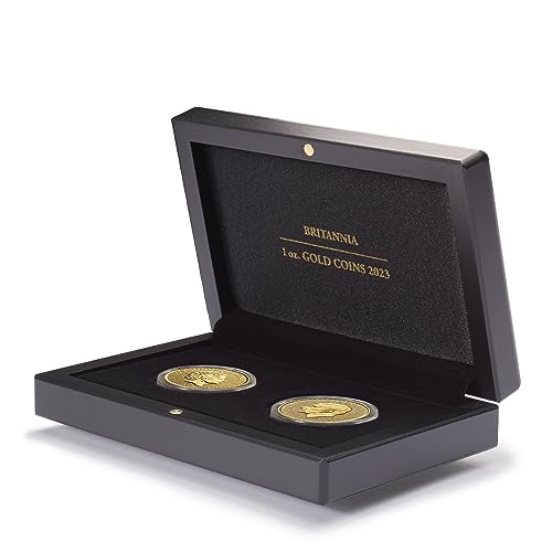 Leuchtturm 369502 Volterra Münzetui für 2 Britannia Goldmünzen 1 oz, 2023, in Kapseln - 14,8 x 9,3 x 3,6 cm - schwarz von Leuchtturm