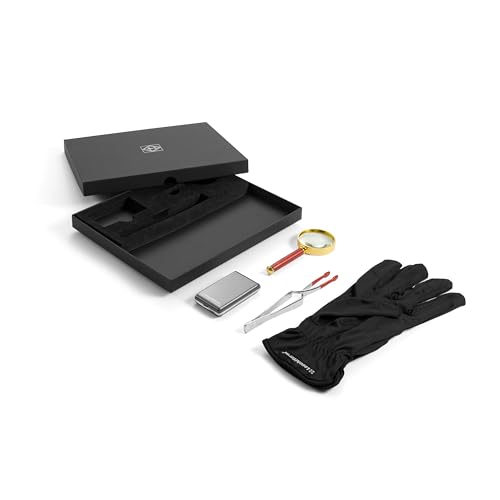 Leuchtturm 370110 Gift-It Geschenkset Numismatik - 4-teiliges Zubehör für Münzsammler mit Handschuh, Pinzette, Lupe, Waage von Leuchtturm