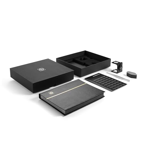 Leuchtturm 370111 Geschenk Set Philatelie, 5-teilig mit A5-Einsteckbuch, Lupe, Fadenzähler, Pinzette, Zähnungsschlüssel für Briefmarken von Leuchtturm