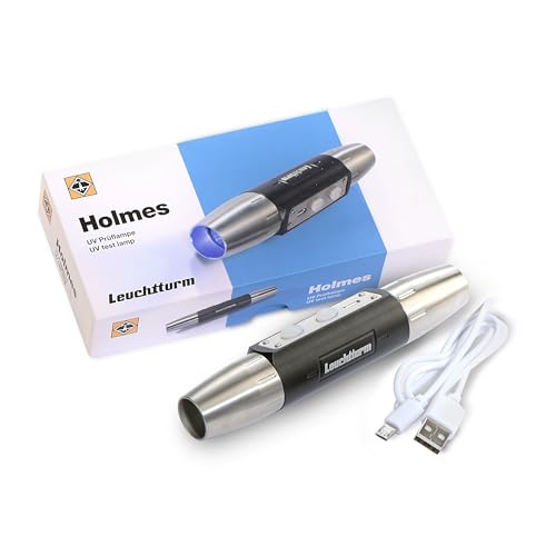 Leuchtturm 370112 UV-Lampe Holmes - Detektionslampe für Sammler, 6 UV-LEDs, 10 weiße LEDs, Aluminium-Design, wiederaufladbar Leuchtturm 370112 UV-Lampe Holmes - Detektionslampe für Sammler, 6 UV-LEDs, 10 weiße LEDs, Aluminium-Design, wiederaufladbar von Leuchtturm