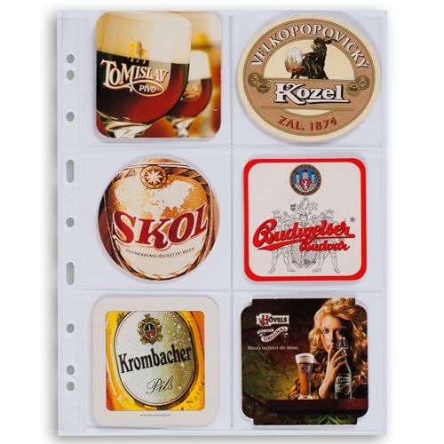 Leuchtturm 316604 Grande Kunststoffhüllen - mit 6 Taschenhüllen 10,6 x 9,8 cm für Bierdeckel, 5er-Pack, 24,2 x 31,2 cm, weichmacherfrei von Leuchtturm
