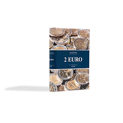 Leuchtturm-Münzalbum Sammelalbum mit 8 Münzhüllen, Aufbewahrung von 48 2-Euromünzen, Fester Einband von Leuchtturm