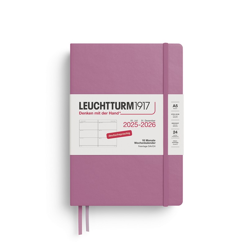 Leuchtturm1917 18 Monatskalender 1 Woche auf 2 Seiten 2026 Medium A5 Hardcover Dusty Rose von Leuchtturm1917