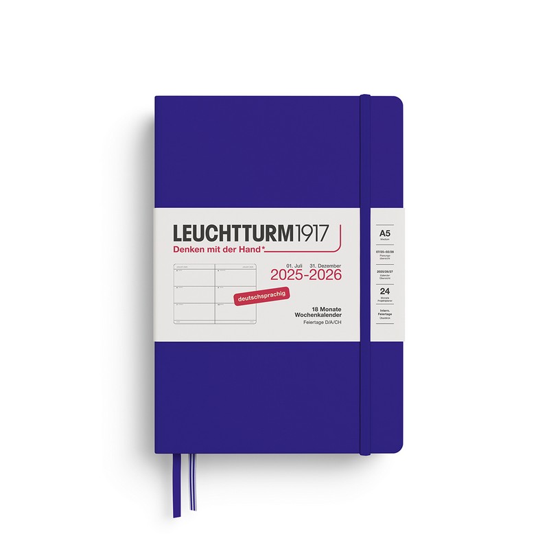 Leuchtturm1917 18 Monatskalender 1 Woche auf 2 Seiten 2026 Medium A5 Hardcover Ink von Leuchtturm1917