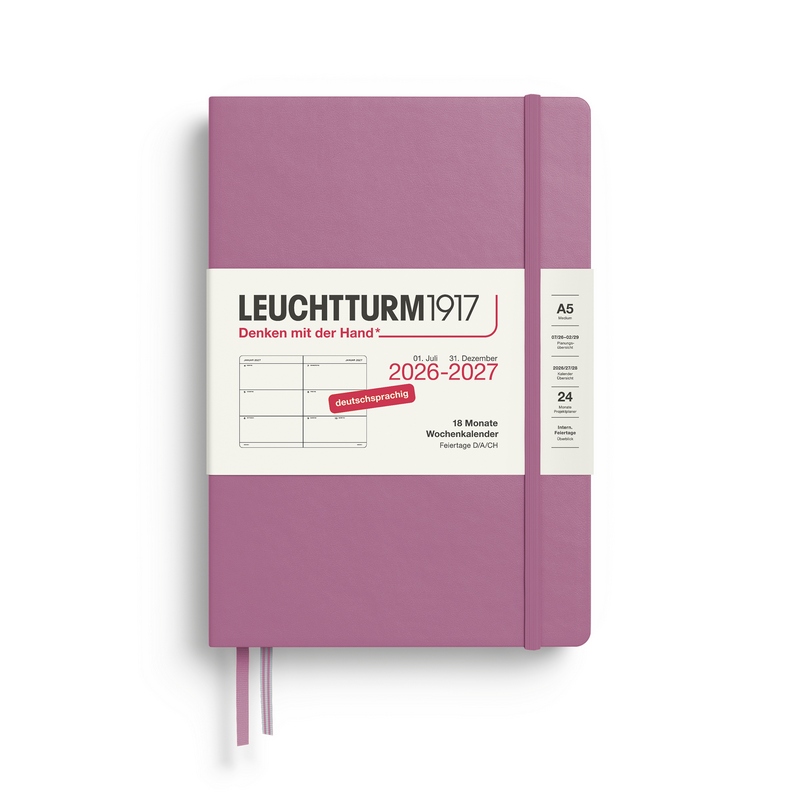 Leuchtturm1917 18 Monatskalender 1 Woche auf 2 Seiten 2027 Medium A5 Hardcover Dusty Rose von Leuchtturm1917