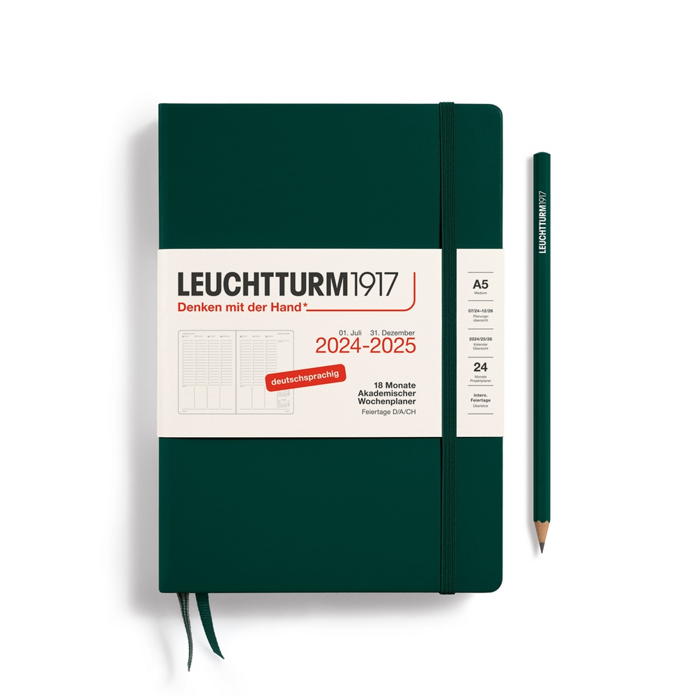 Leuchtturm1917 18 Monatskalender akademischer Wochenplaner 2025 A5 Forest Green von Leuchtturm1917