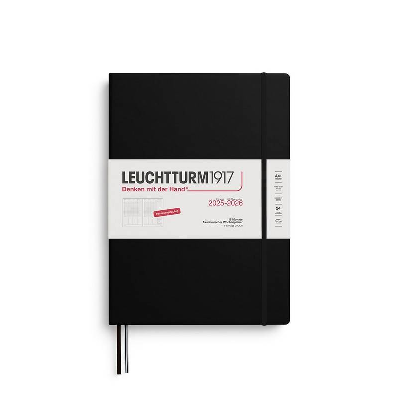 Leuchtturm1917 18 Monatskalender akademischer Wochenplaner 2026 A4+ Schwarz von Leuchtturm1917