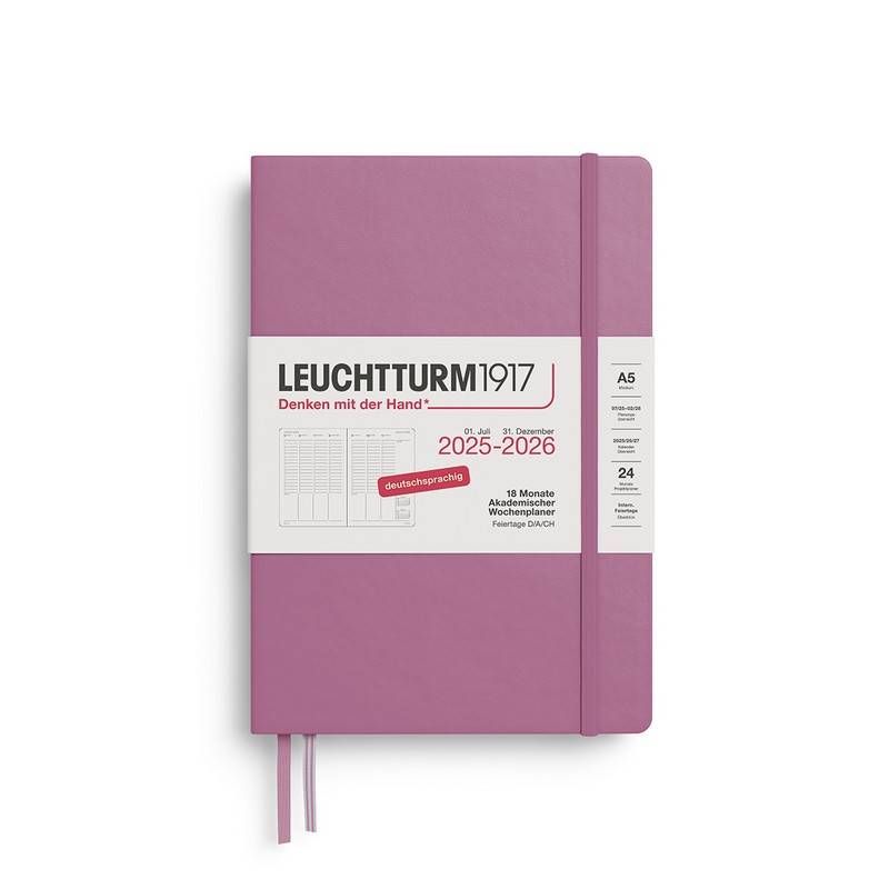Leuchtturm1917 18 Monatskalender akademischer Wochenplaner 2026 A5 Dusty Rose von Leuchtturm1917