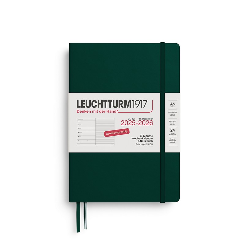 Leuchtturm1917 18 Monatskalender & Notizbuch 1 Woche auf 1 Seite 2026 Medium A5 Hardcover Forest Green Liniert Leuchtturm1917 18 Monatskalender & Notizbuch 1 Woche auf 1 Seite 2026 Medium A5 Hardcover Forest Green Liniert von Leuchtturm1917