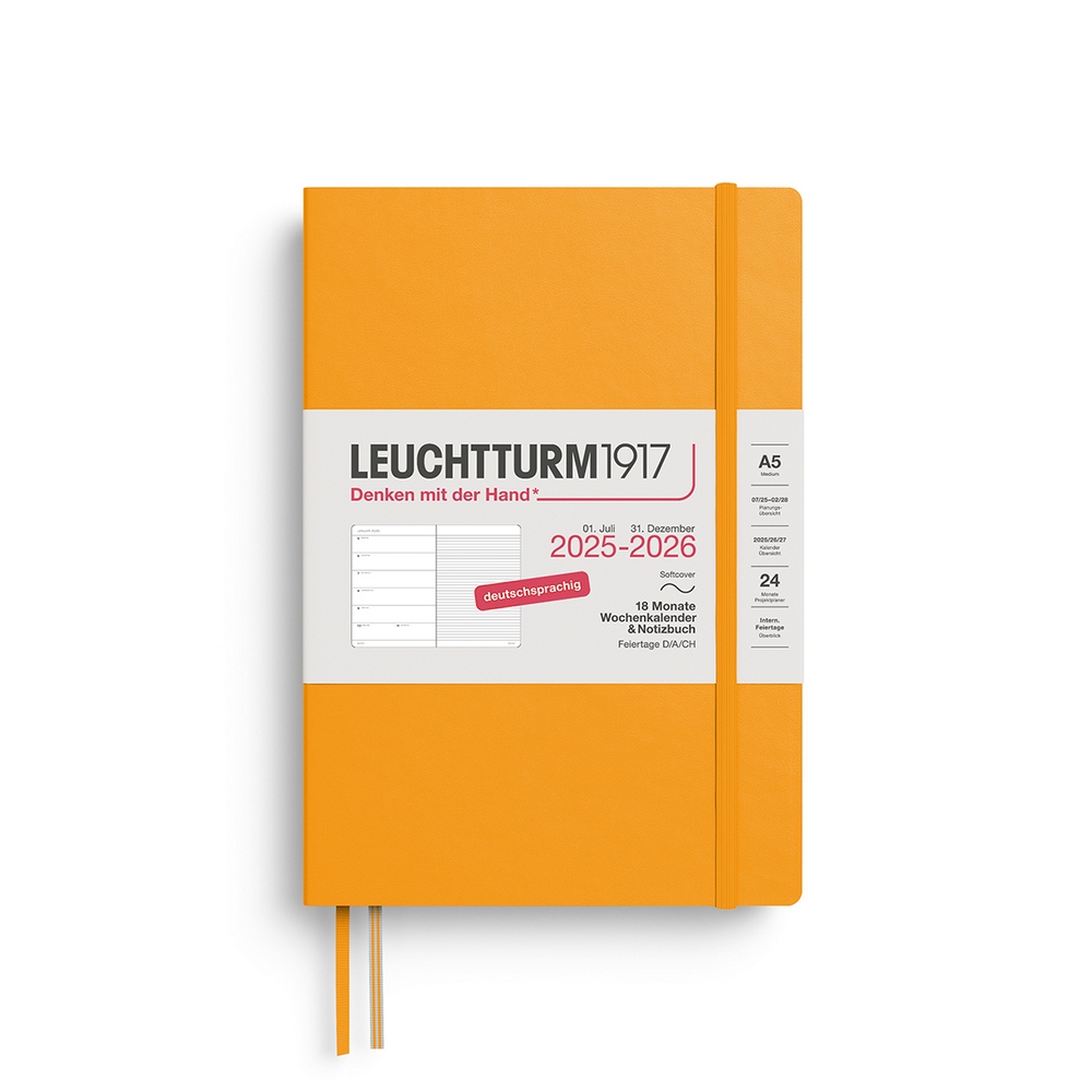 Leuchtturm1917 18 Monatskalender & Notizbuch 1 Woche auf 1 Seite 2026 Medium A5 Softcover Rising Sun Liniert von Leuchtturm1917