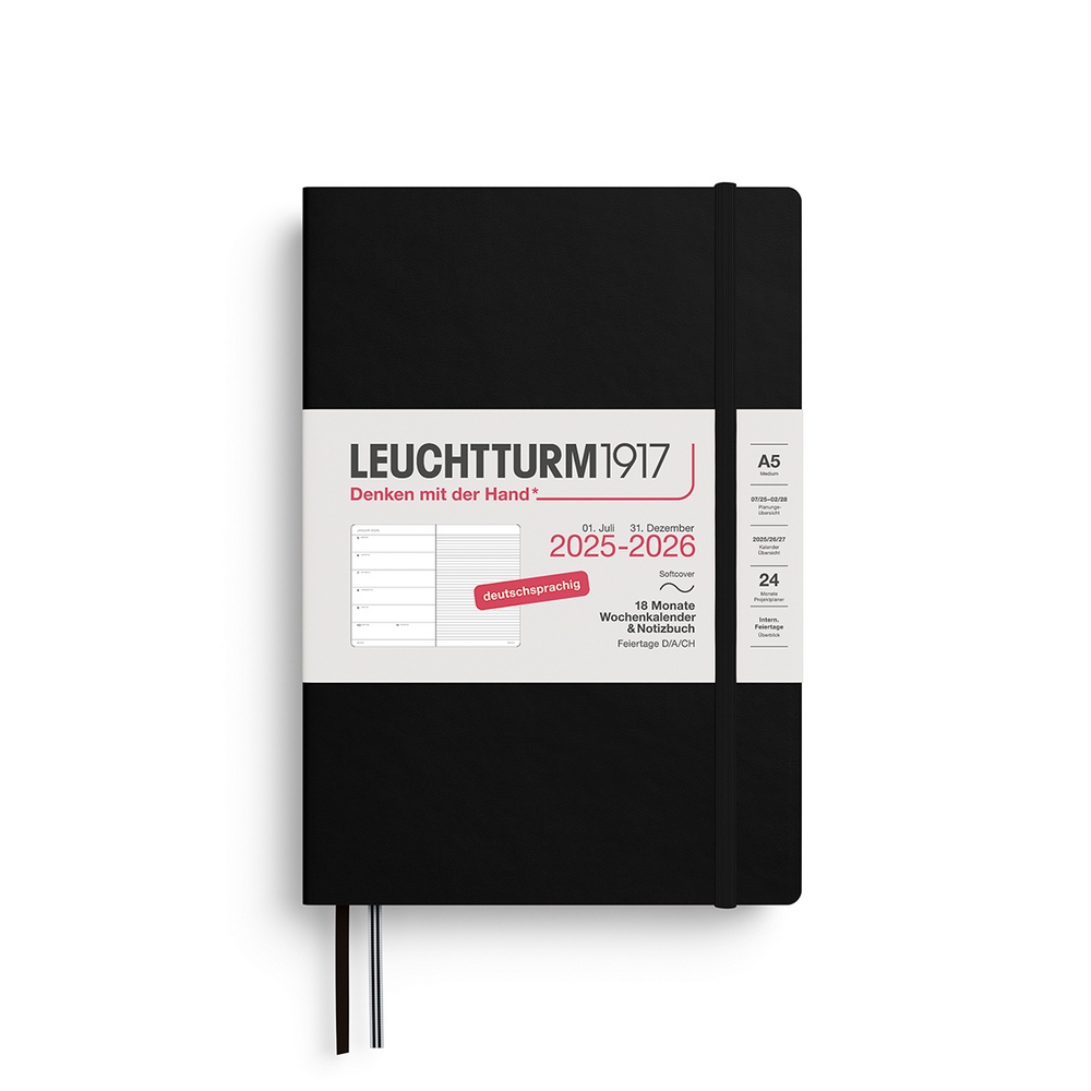 Leuchtturm1917 18 Monatskalender & Notizbuch 1 Woche auf 1 Seite 2026 Medium A5 Softcover Schwarz Liniert Leuchtturm1917 18 Monatskalender & Notizbuch 1 Woche auf 1 Seite 2026 Medium A5 Softcover Schwarz Liniert von Leuchtturm1917