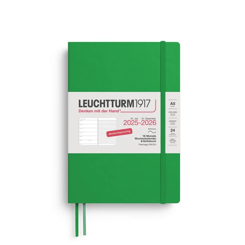 Leuchtturm1917 18 Monatskalender & Notizbuch 1 Woche auf 1 Seite 2026 Medium A5 Softcover Spring Leaf Liniert von Leuchtturm1917