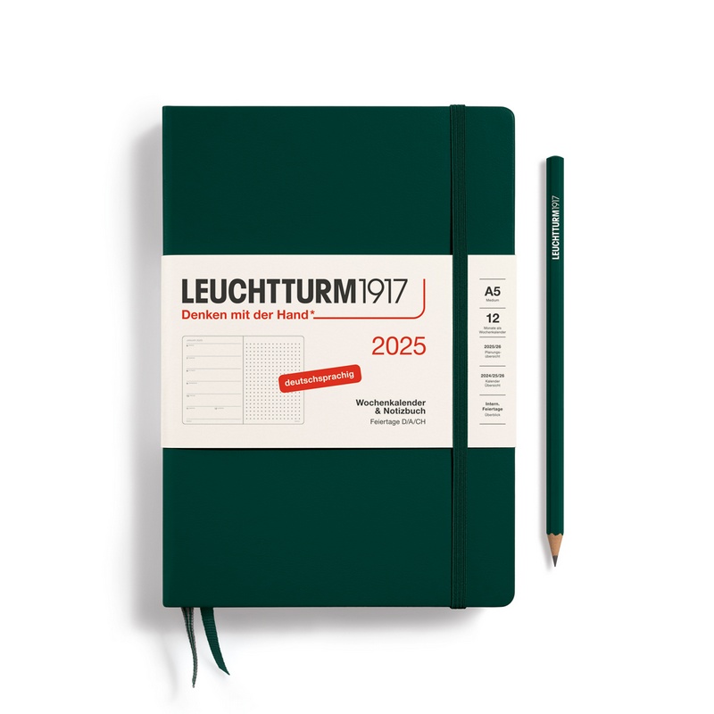 Leuchtturm1917 Kalender & Notizbuch 1 Woche auf 1 Seite 2025 Medium A5 Hardcover Forest Green, punktkariert Leuchtturm1917 Kalender & Notizbuch 1 Woche auf 1 Seite 2025 Medium A5 Hardcover Forest Green, punktkariert von Leuchtturm1917
