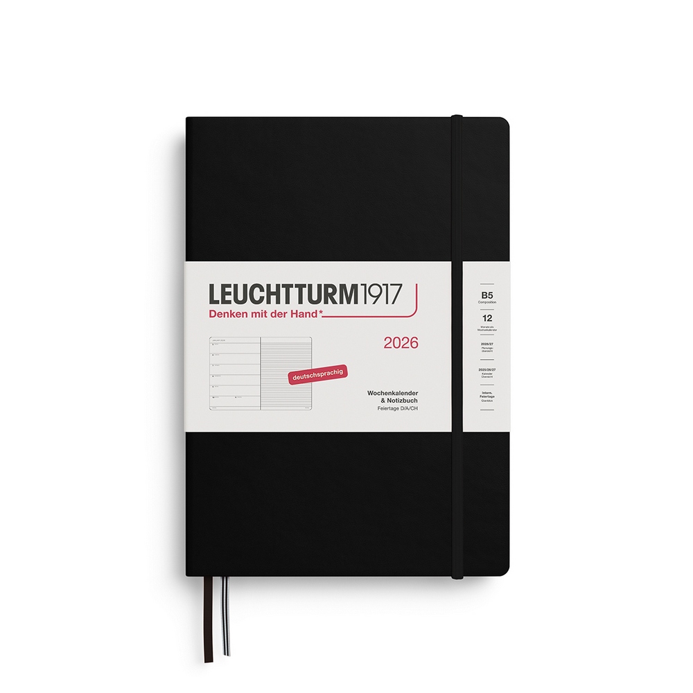 Leuchtturm1917 Kalender & Notizbuch 1 Woche auf 1 Seite 2026 Composition B5 Hardcover Schwarz, liniert Leuchtturm1917 Kalender & Notizbuch 1 Woche auf 1 Seite 2026 Composition B5 Hardcover Schwarz, liniert von Leuchtturm1917