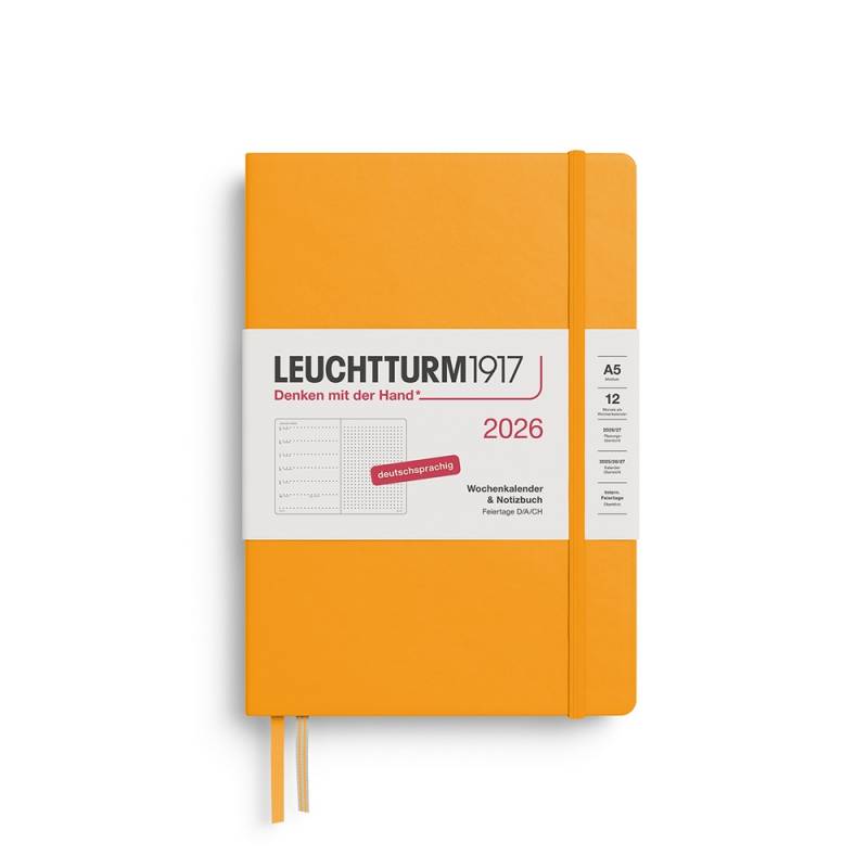 Leuchtturm1917 Kalender & Notizbuch 1 Woche auf 1 Seite 2026 Medium A5 Hardcover Rising Sun, punktkariert von Leuchtturm1917