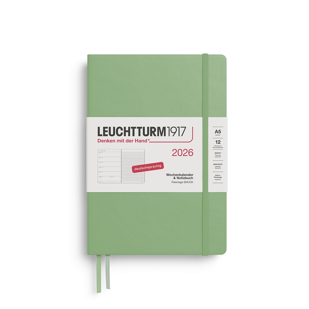 Leuchtturm1917 Kalender & Notizbuch 1 Woche auf 1 Seite 2026 Medium A5 Hardcover Salbei, liniert Leuchtturm1917 Kalender & Notizbuch 1 Woche auf 1 Seite 2026 Medium A5 Hardcover Salbei, liniert von Leuchtturm1917