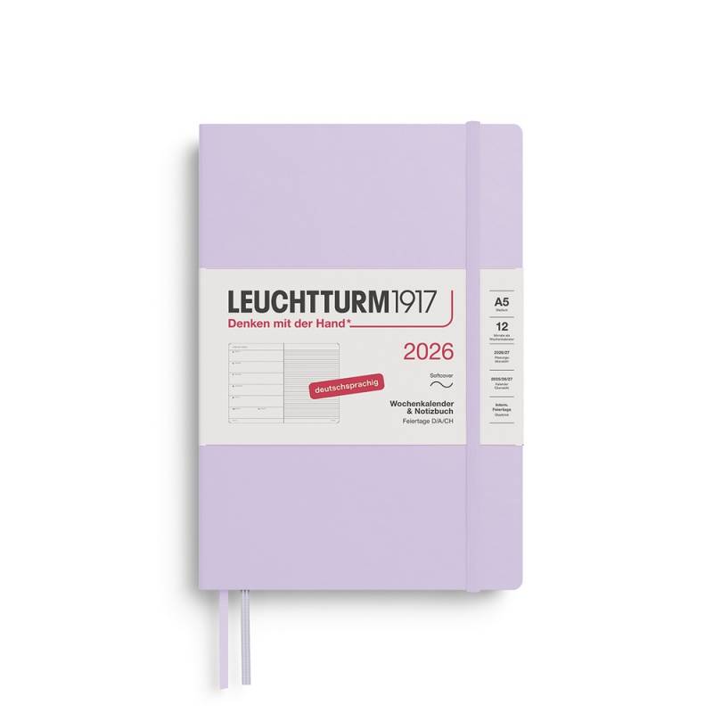 Leuchtturm1917 Kalender & Notizbuch 1 Woche auf 1 Seite 2026 Medium A5 Softcover Lilac, liniert von Leuchtturm1917