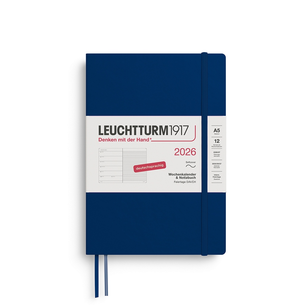 Leuchtturm1917 Kalender & Notizbuch 1 Woche auf 1 Seite 2026 Medium A5 Softcover Marine, liniert Leuchtturm1917 Kalender & Notizbuch 1 Woche auf 1 Seite 2026 Medium A5 Softcover Marine, liniert von Leuchtturm1917