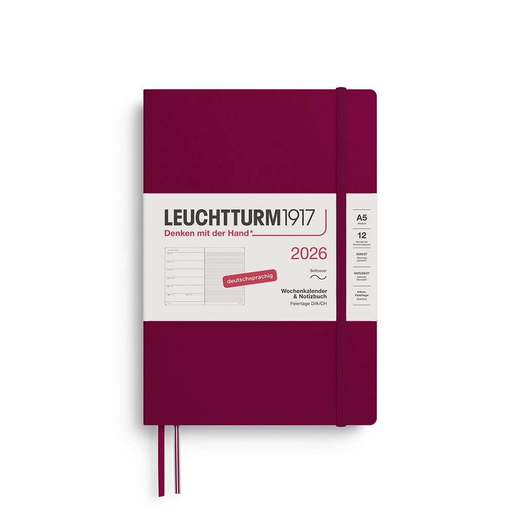 Leuchtturm1917 Kalender & Notizbuch 1 Woche auf 1 Seite 2026 Medium A5 Softcover Port Red, liniert Leuchtturm1917 Kalender & Notizbuch 1 Woche auf 1 Seite 2026 Medium A5 Softcover Port Red, liniert von Leuchtturm1917
